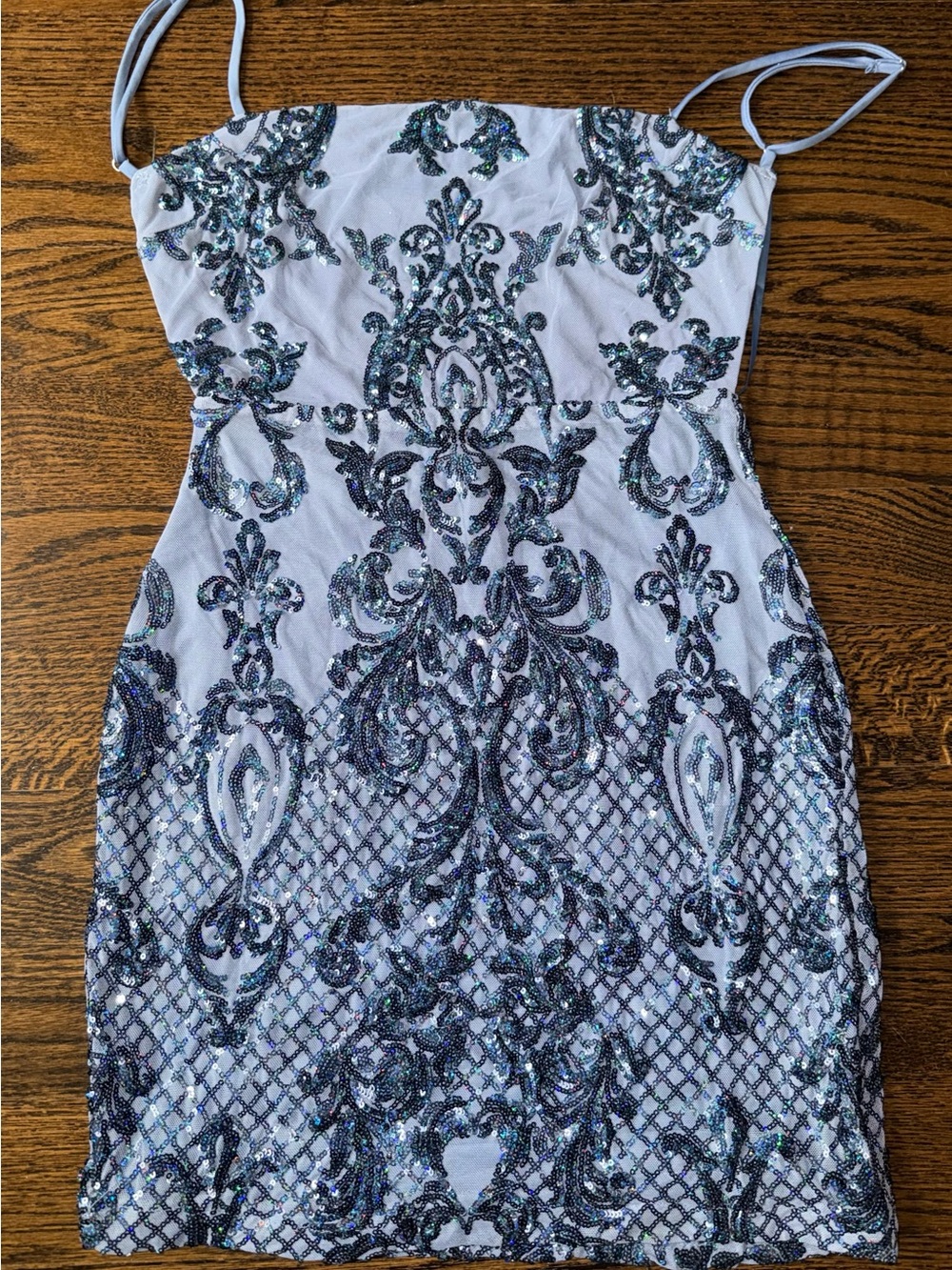 Windsor Periwinkle Mini Dress with Navy Sequin Detail